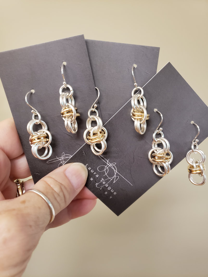 mixed metal handmade knot earrings laura teague