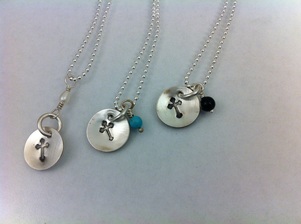 handmade silver cross necklaces pearl, turquoise, onyx