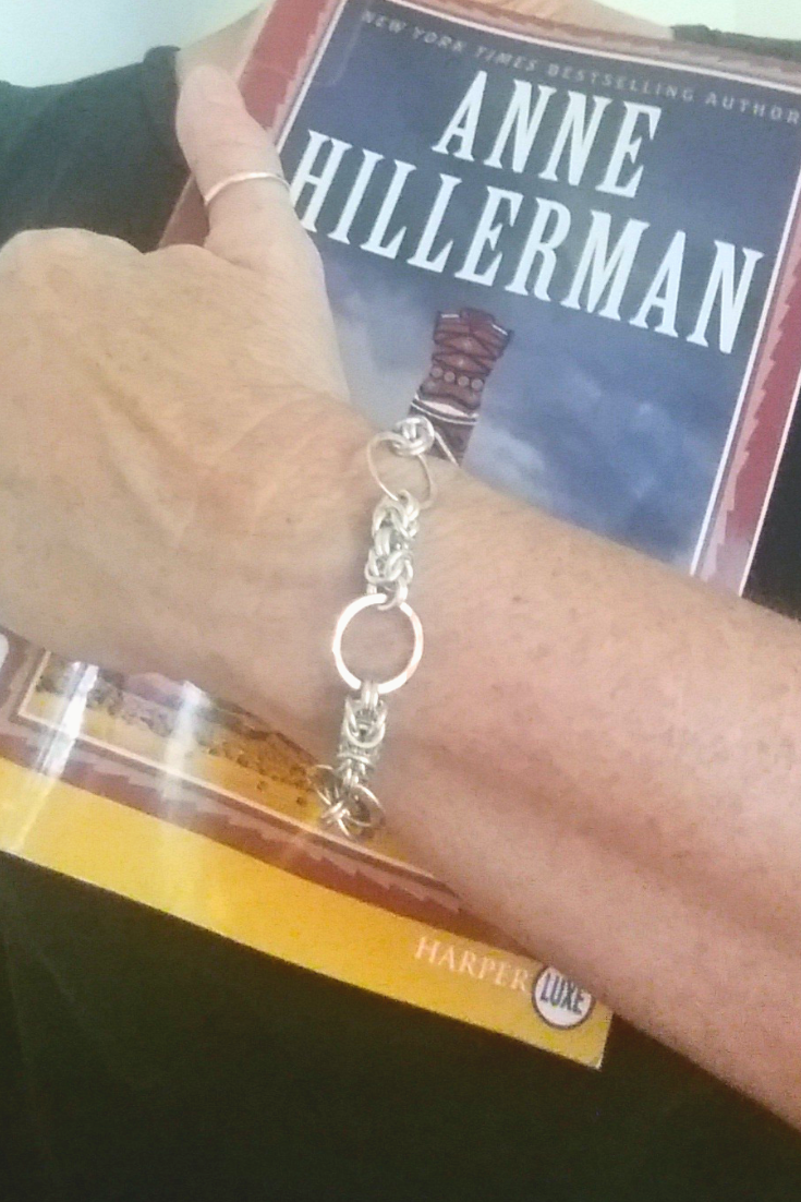 sterling silver link bracelet with hammered circles