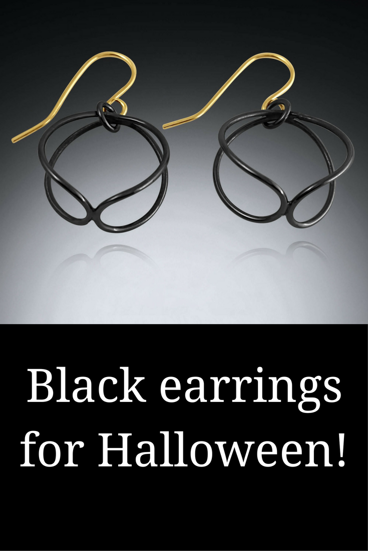 Black and Gold pod earrings for halloween