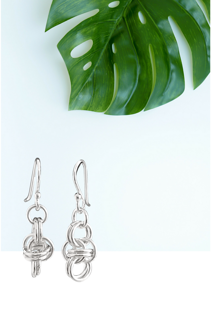 Handmade dangle knot earrings sterling silver Laura Teague Jewelry