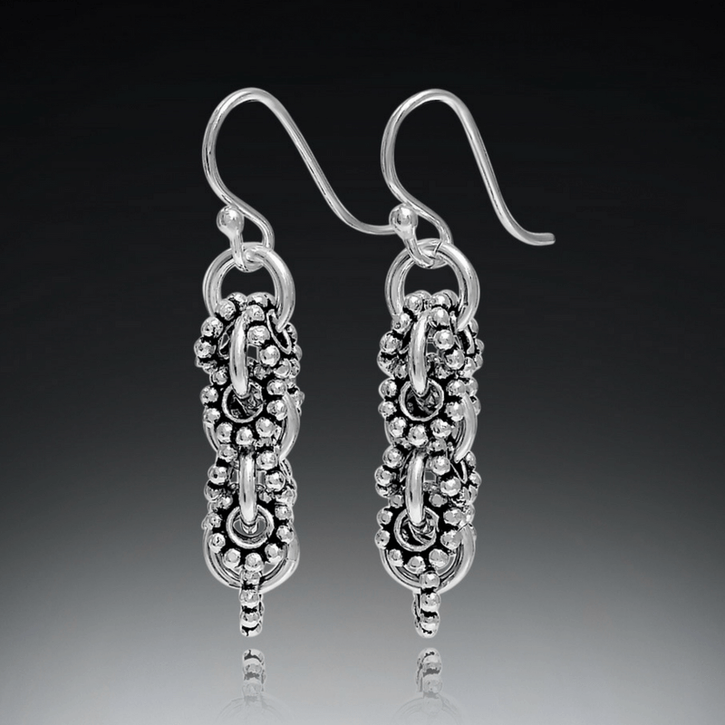 earrings silver long dangle daisies