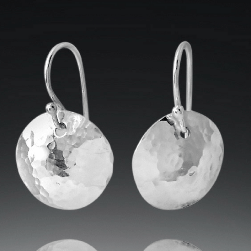 sterling silver hammered disc earrings