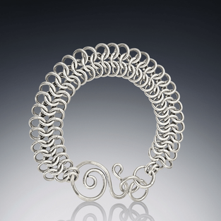 bracelet silver handmade thin chain maille