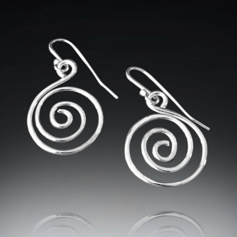 Handmade silver spiral earrings