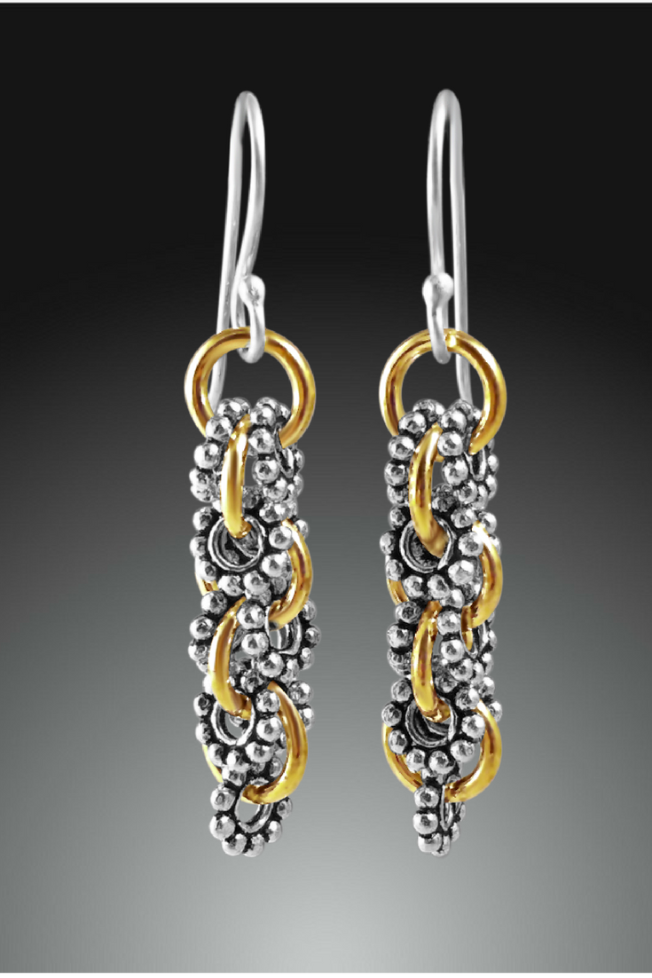 Silver and gold dangle earrings