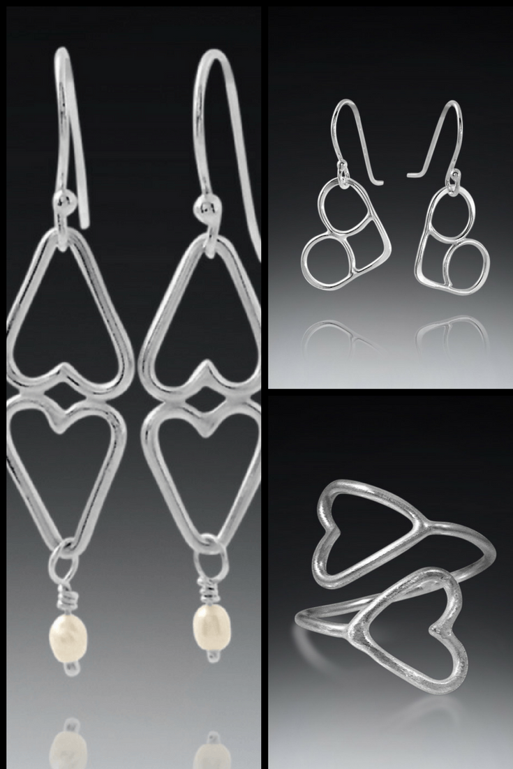 handmade silver heart jewelry heart earrings