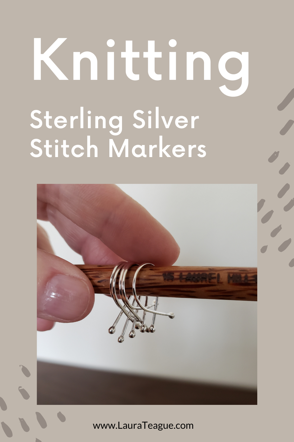 Large sterling silver stitch markers for knitting