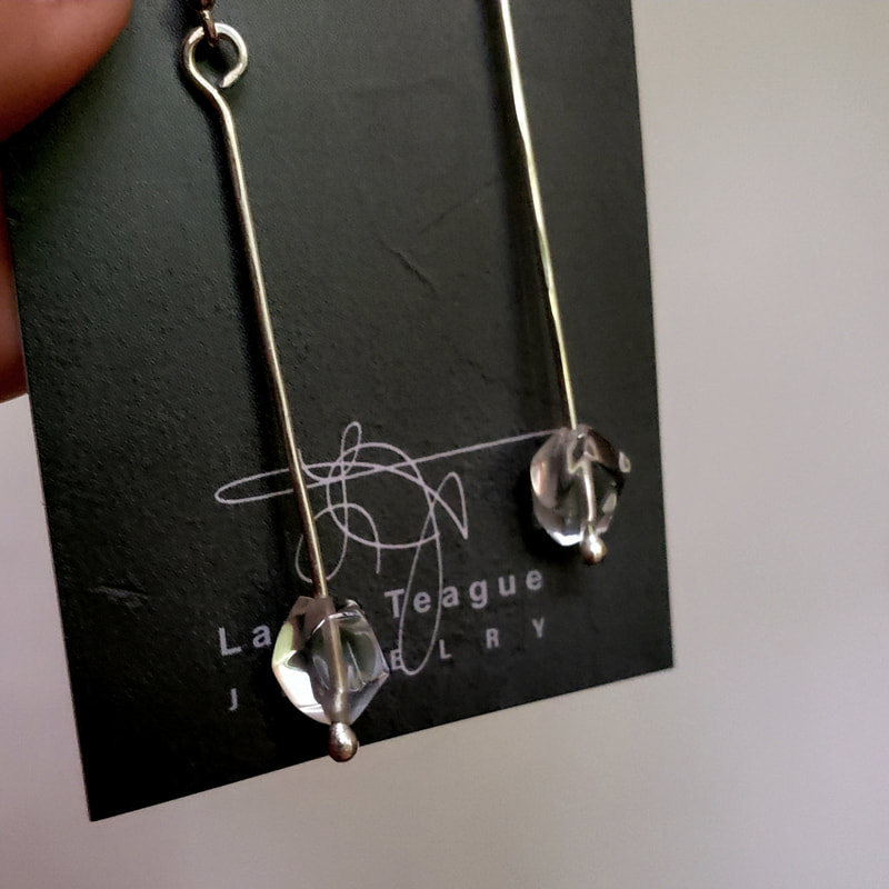Silver quartz handmade earrings Laura Teague