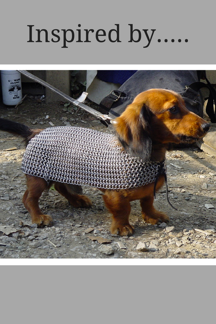 Chain mail jewelry inspired by chain mail dog