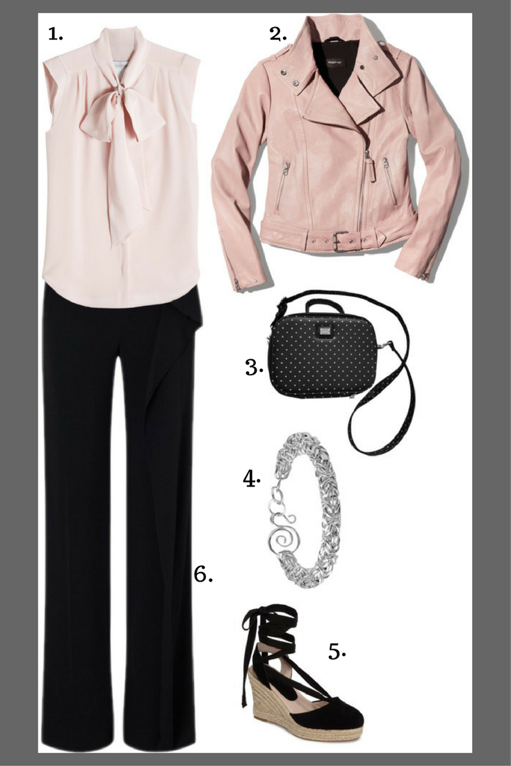 Fall outfit with black, blush and silver
