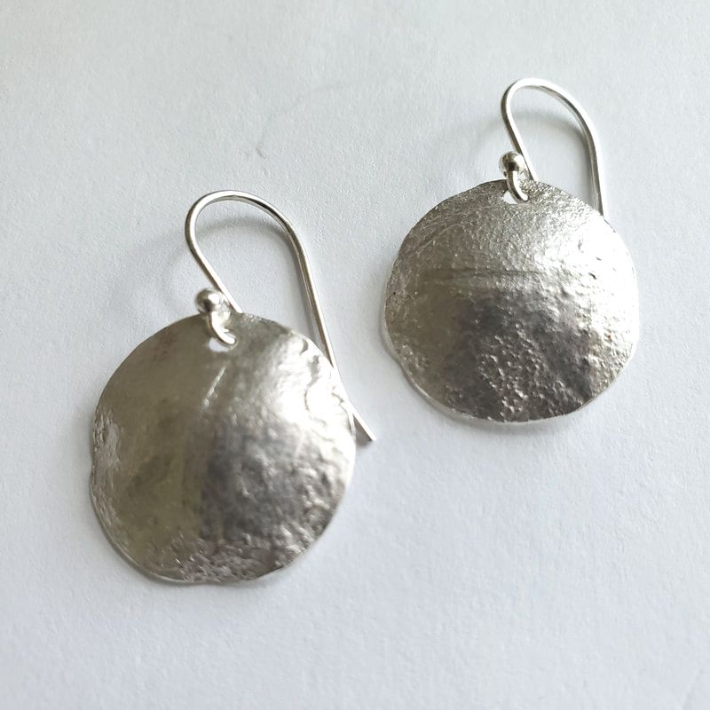 silver disc earrings handmade laura teague