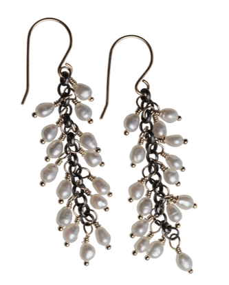 black and gold pearl earrings