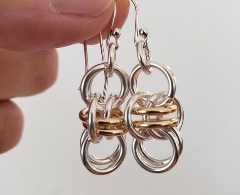 silver gold drop earrings handmade