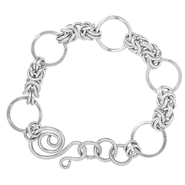 Handmade women's sterling silver bracelets, women's mixed metal bracelets