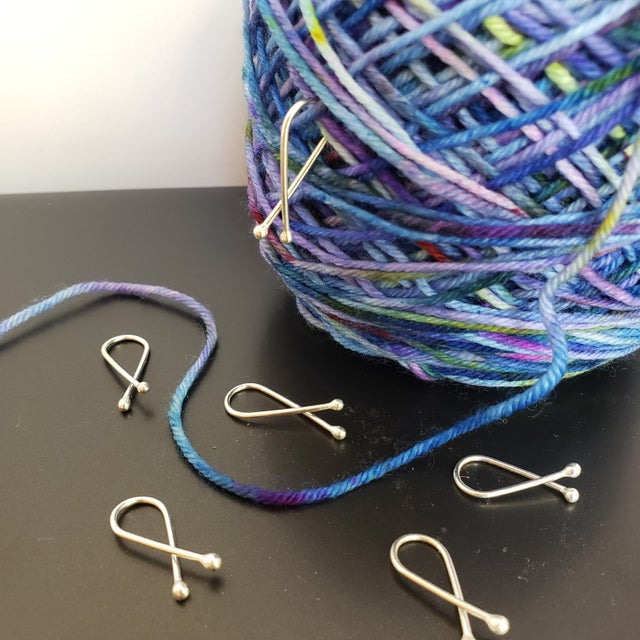 Sterling silver stitch markers for knitting and crochet, small cable needles  now in 2 sizes