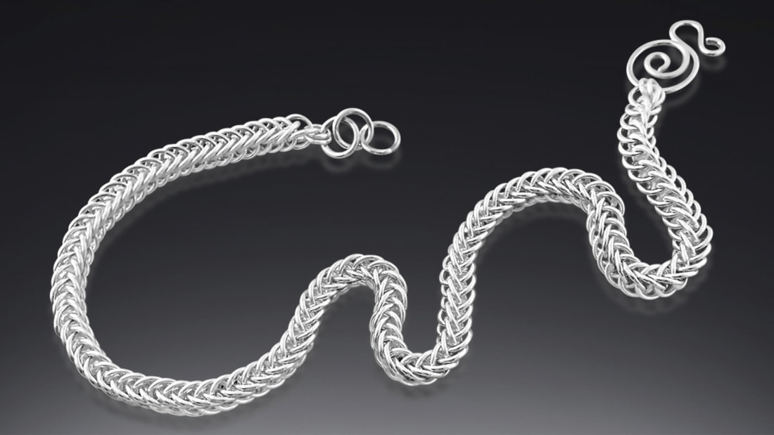 sterling silver handmade chain mail bracelet