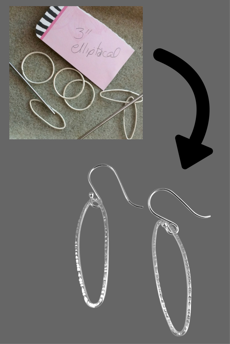 silver oval elliptical earrings