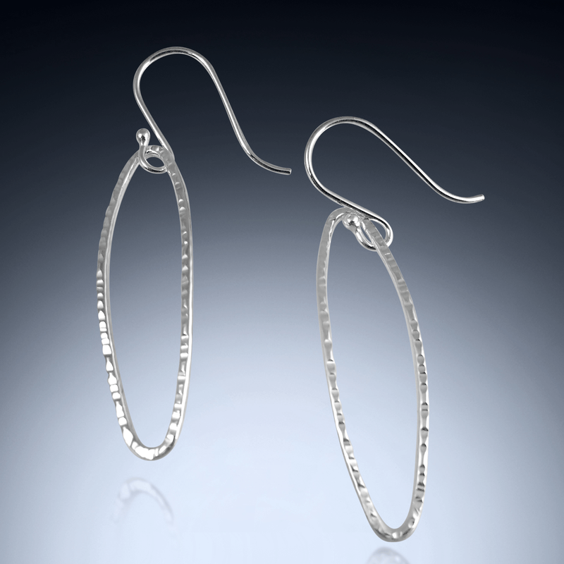 Sterling silver elliptical oval earrings