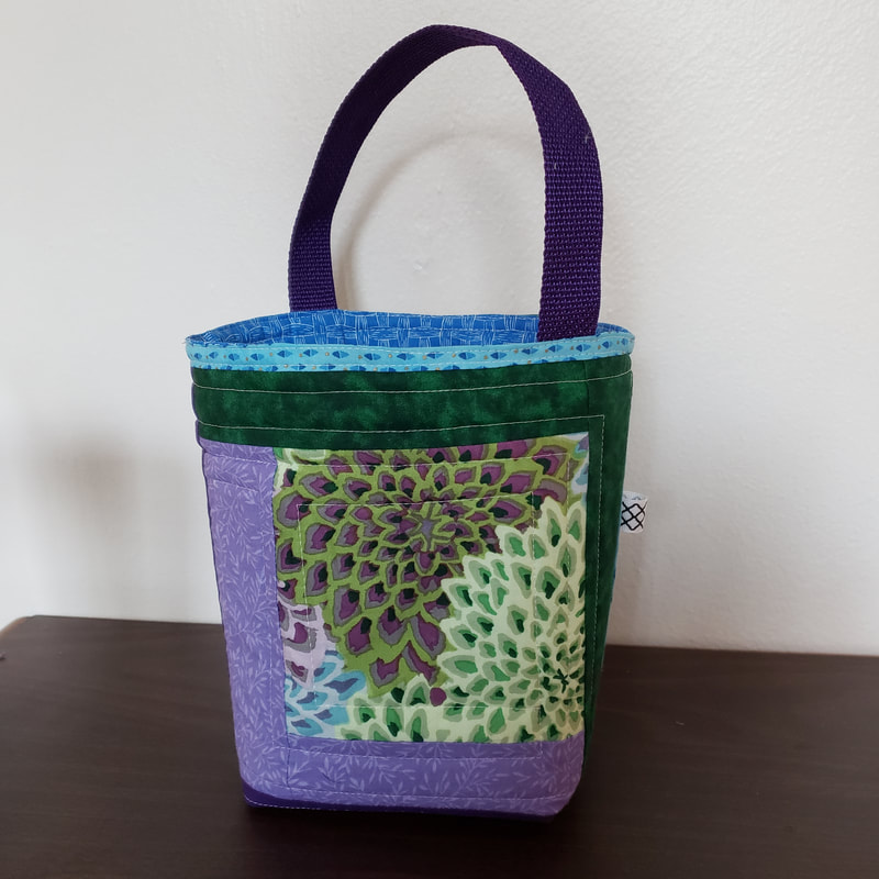 blue purple green floral bag for knitting laura teague