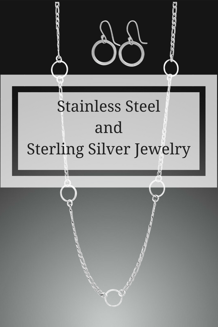 Stainless steel layered necklace and earrings