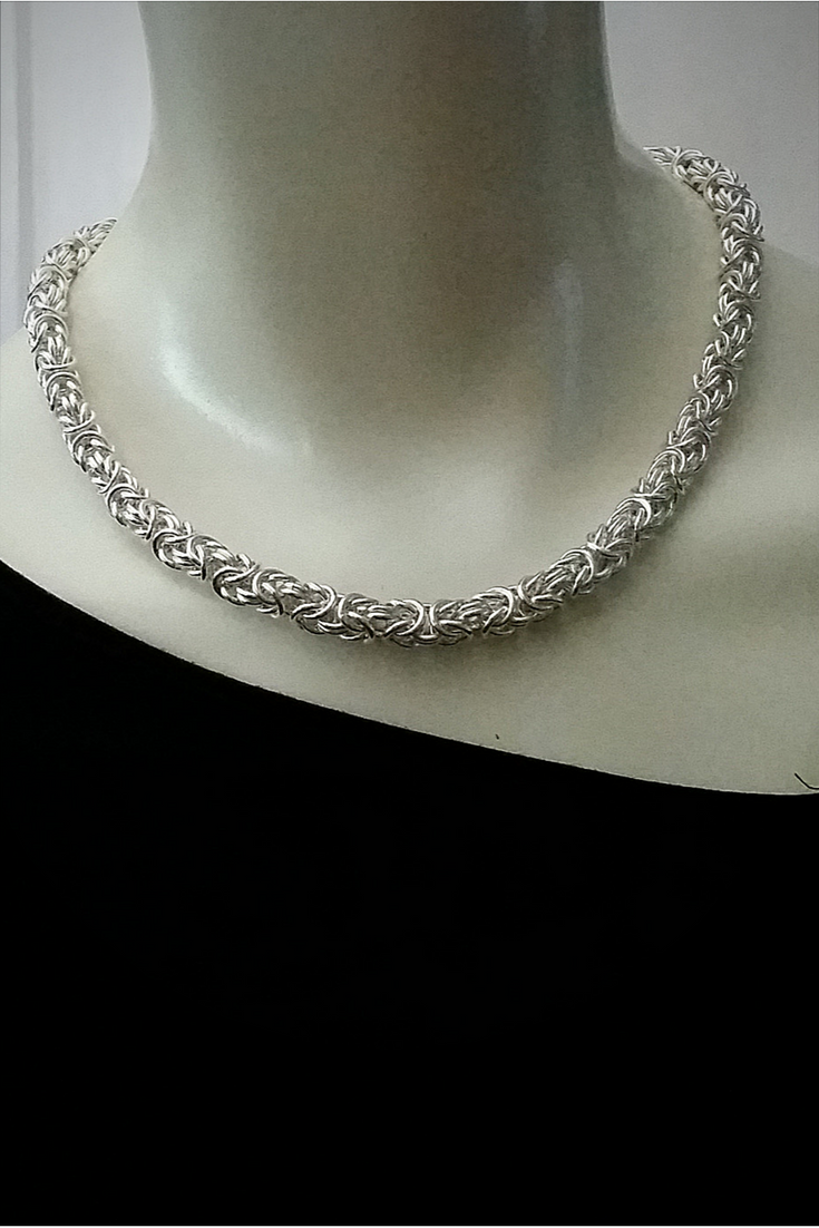 Chunky sterling silver byzantine necklace