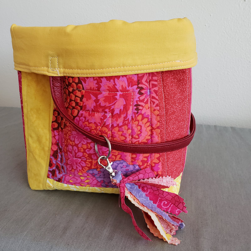 Yellow & pink bag for knitting