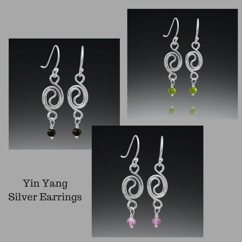 Asian inspired yin yang silver earrings